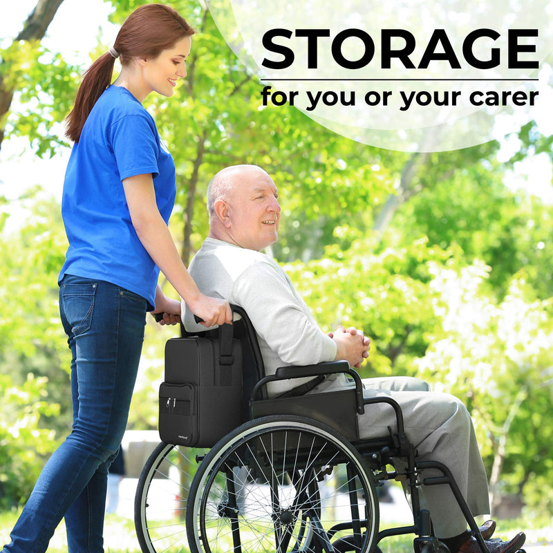 iMedic Deluxe Wheelchair Bag - Wheelchair Backpack – Wheelchair Bags for Back of Chair - Electric Wheelchair Accessories - Wheelchair Storage - Wheelchair & Mobility Scooter Bags & Baskets - Black - NewNest Australia