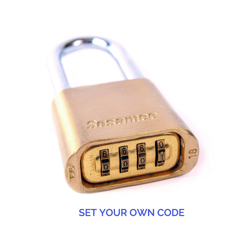 Sesamee K440 4 Dial Bottom Resettable Combination Brass Padlock with 4-Inch Hardened Steel Shackle and 10,000 Potential Combinations - NewNest Australia