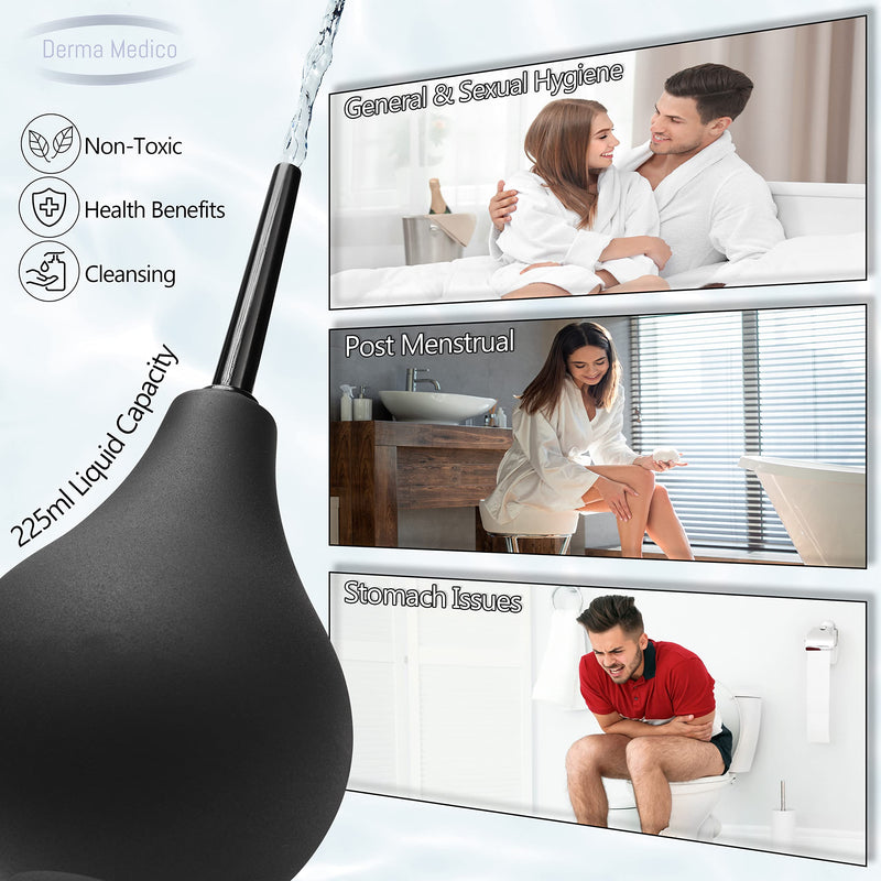 Premium Enema Bulb Douche Safe Comfortable 3 Nozzle Silicone Enema Kit for Men and Women - FDA Certified Medical Kits Fast Constipation Relief Safe Comfortable Rubber Washing Cleaning Kit, 225 ML - NewNest Australia