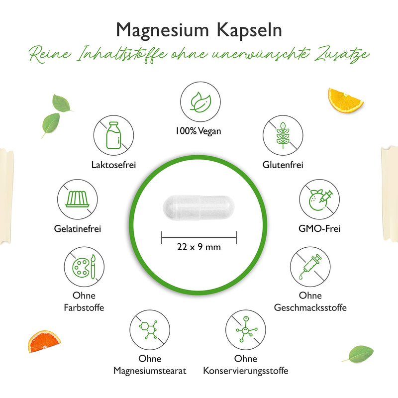 Magnesium - 365 capsules (12 months) - 665 mg per capsule, of which 400 mg is elemental magnesium - Laboratory tested - High dosage - No unwanted additives - Vegan - NewNest Australia