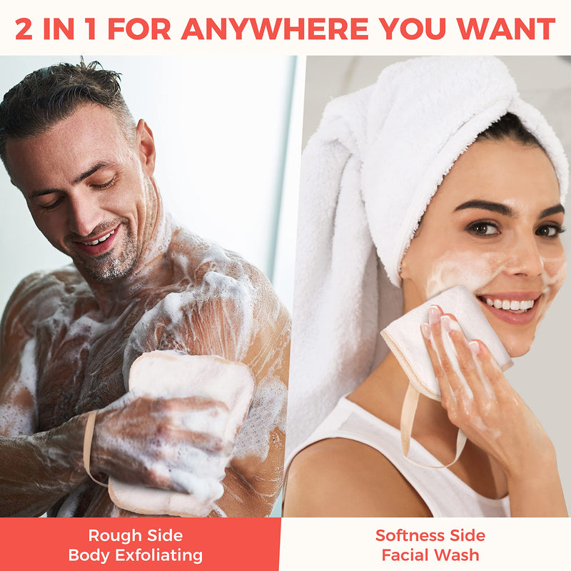 ZOMCHI 3 Pack Exfoliating Washcloths, Premium Face and Body Washcloths with Softness and Scrub on Two Sides, Durable Bath Towels for Women and Men (White) White - NewNest Australia