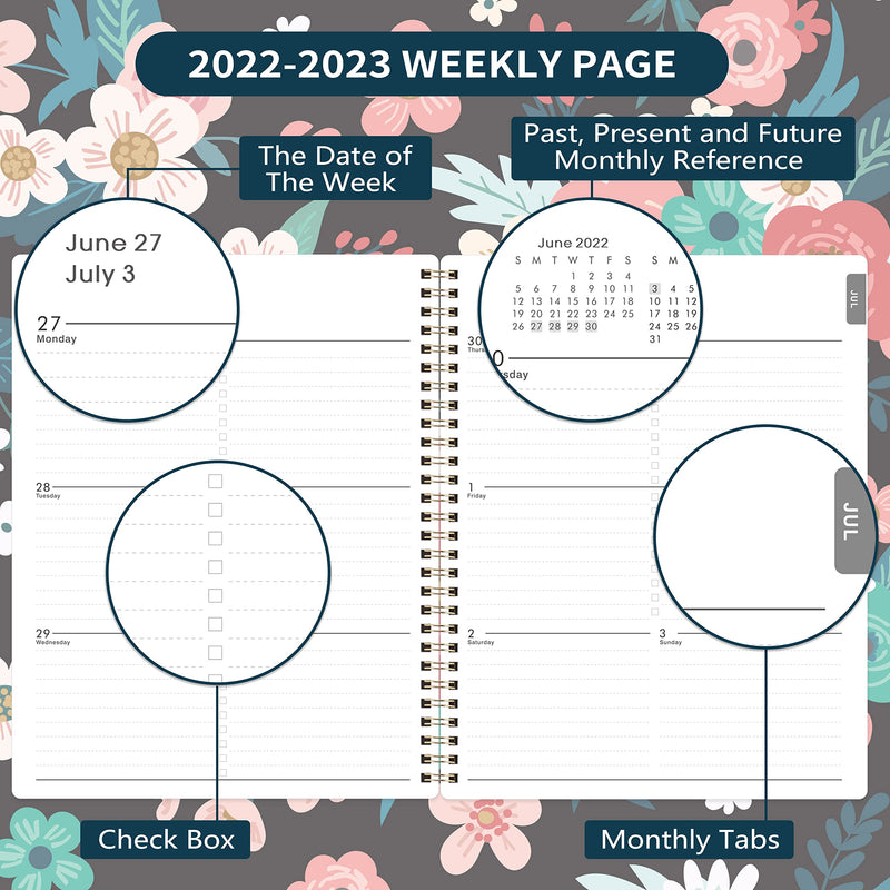 2022-2023 Academic Planner - Weekly & Monthly Planner from July 2022 - June 2023, 8" x 10", Academic Planner 2022-2023, Flexible Hardcover, Strong Twin-Wire Binding, Round Corner, Perfect Daily Organizer - NewNest Australia