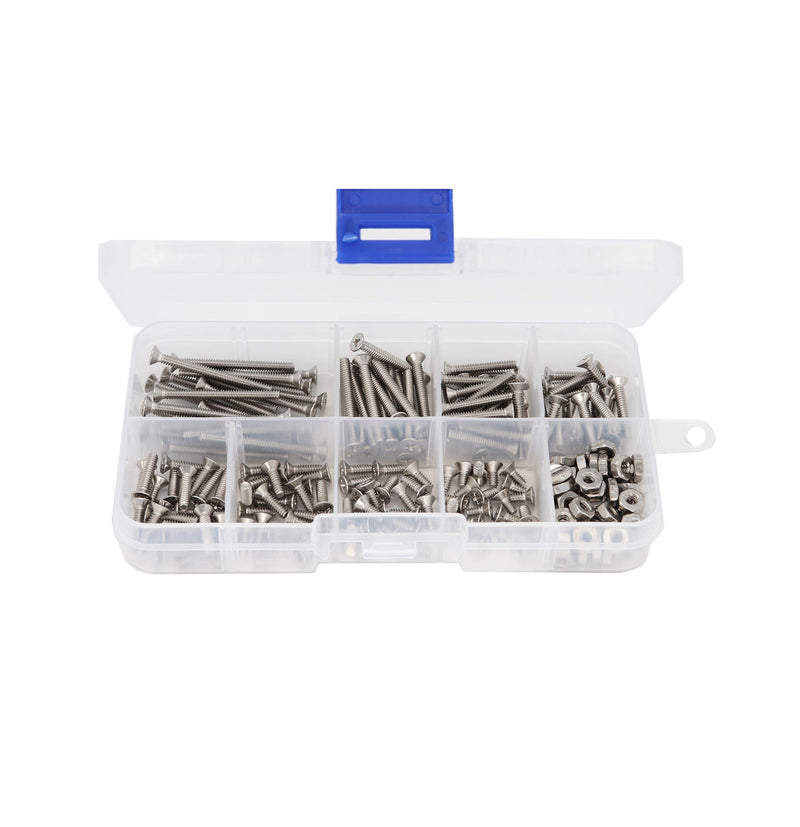 binifiMux 240pcs #4-40 Flat Phillips Countersunk Head Machine Screws Hex Nuts Assortment Kit 304 Stainless Steel, 1/4" 3/16" 5/16" 3/8" 1/2" 5/8" 3/4" 1-1/4" - NewNest Australia