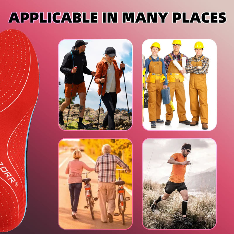 Orthotic Insoles Arch Support Full Length Inserts Metatarsal Pinnacle Plus for Flat Feet,Metatarsalgia, Plantar Fasciitis, Heel Pain, Big Toe, Pain Forefoot Pain(Size:UK-11,Length:11.61",Red) UK-11-29.5CM--11.61" Red - NewNest Australia