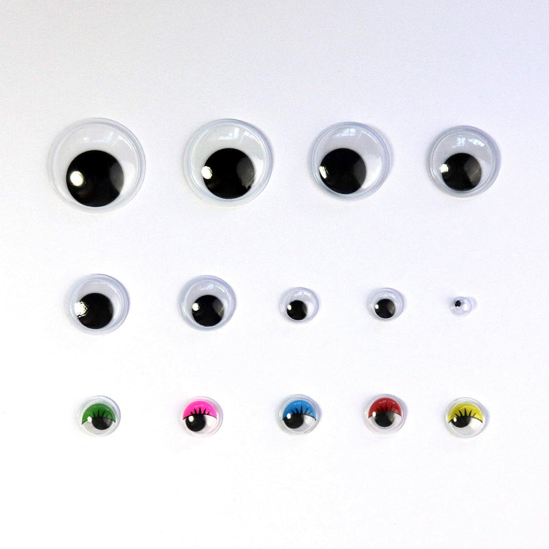1221 Pieces Wiggle Googly Eyes Self Adhesive Wiggle Eyes (Assorted Sizes) for DIY Crafts Scrapbooking (Classic) Classic - NewNest Australia