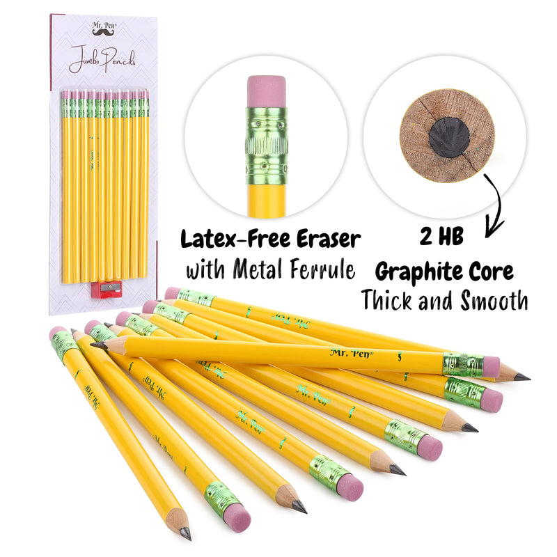 Mr. Pen- Jumbo Pencils, 10 Pencils and 1 Sharpener, Big Pencil, Fat Pencils, Jumbo Pencils for Preschoolers, Fat Pencils for Kindergarten, Thick Pencils, Big Pencils for Preschoolers, Large Pencil. - NewNest Australia