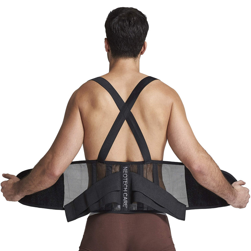 NEOtech Care Back Support with Straps - Lightweight and Breathable - Lumbar Support - Posture, Work, Gym - Black (M) - NewNest Australia