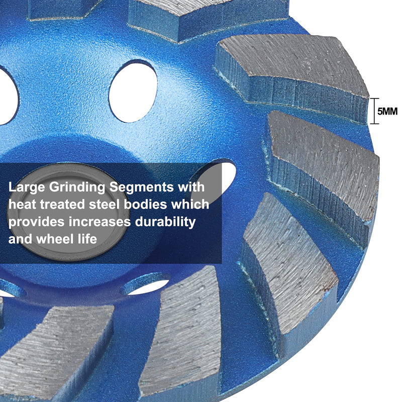 SUNJOYCO 4.5 inch Concrete Grinding Wheel, 12-Segment Heavy Duty Turbo Row Diamond Cup Grinding Wheel Angle Grinder Disc for Granite Stone Marble Masonry Concrete Fathers Day Gift Blue - NewNest Australia