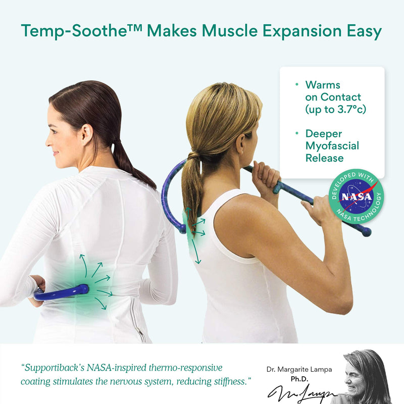 The Winner 2021 Extra Durable Massage Cane - Developed by Physiotherapists - Body Heat Responsive - Made from BIO-Based Materials, No Toxins - Smooth Edges - 2X More Tension Reduction, Blue - NewNest Australia
