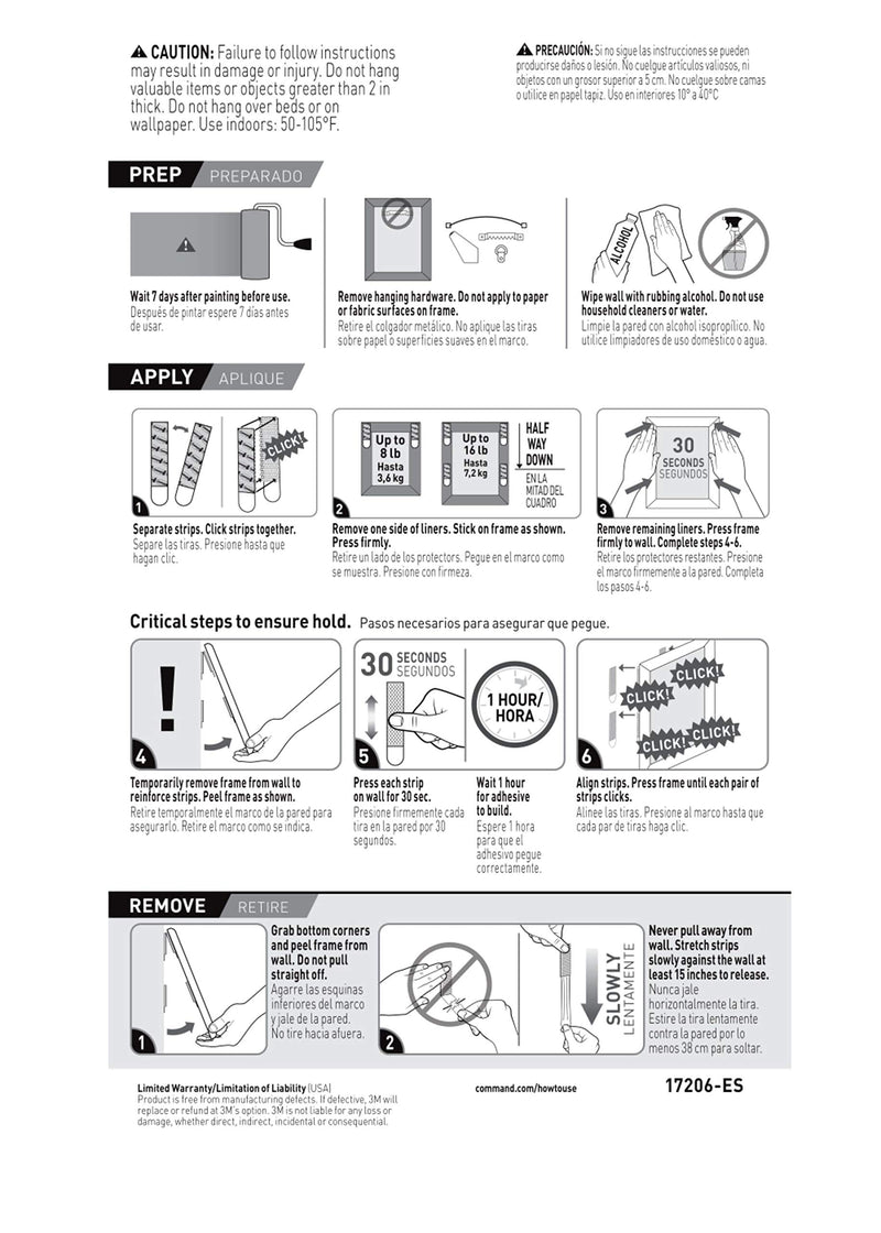 Command Picture Hanging Strips Heavy Duty, Large, Black, Holds 16 lbs, 4-Pairs (17206BLK-ES) - NewNest Australia