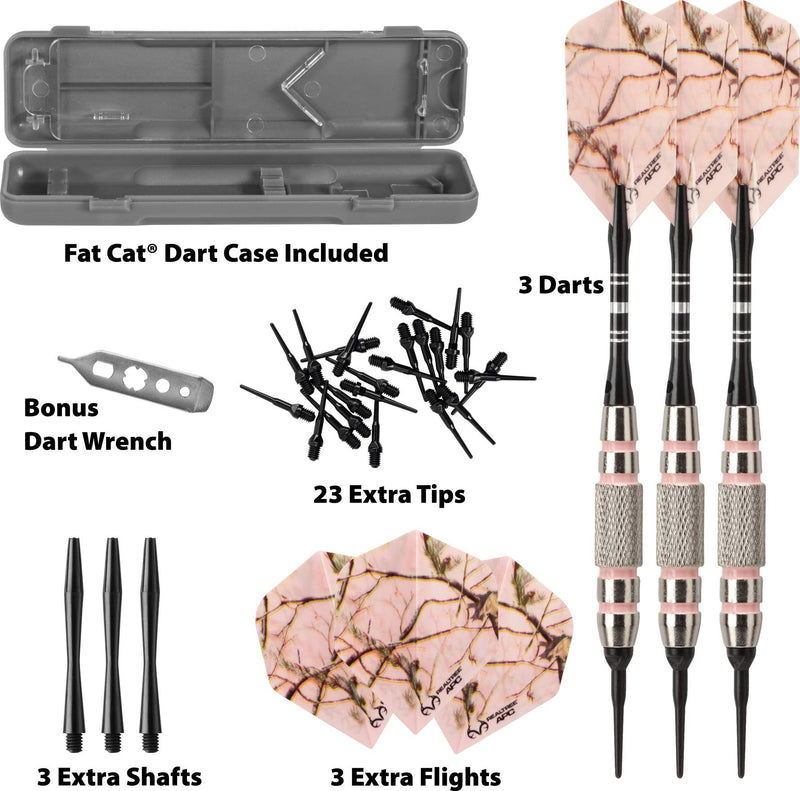 Fat Cat Realtree APC Pink Camo Soft Tip Darts with Storage/Travel Case, 16 Grams - NewNest Australia