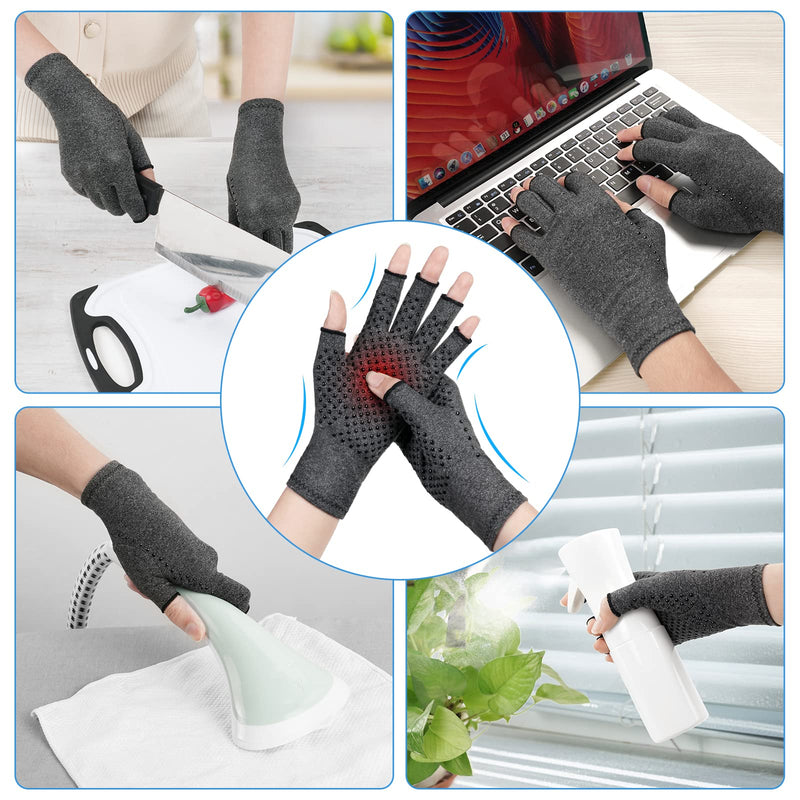 ACWOO Arthritis Gloves, Compression Gloves Therapy for Arthritis Pain Relief, Hand Fatigue, Anti-Slip Fingerless Design for Women and Men, Provide Support for Hands and Finger Joint, Grey(S） Grey Dispensing S - NewNest Australia