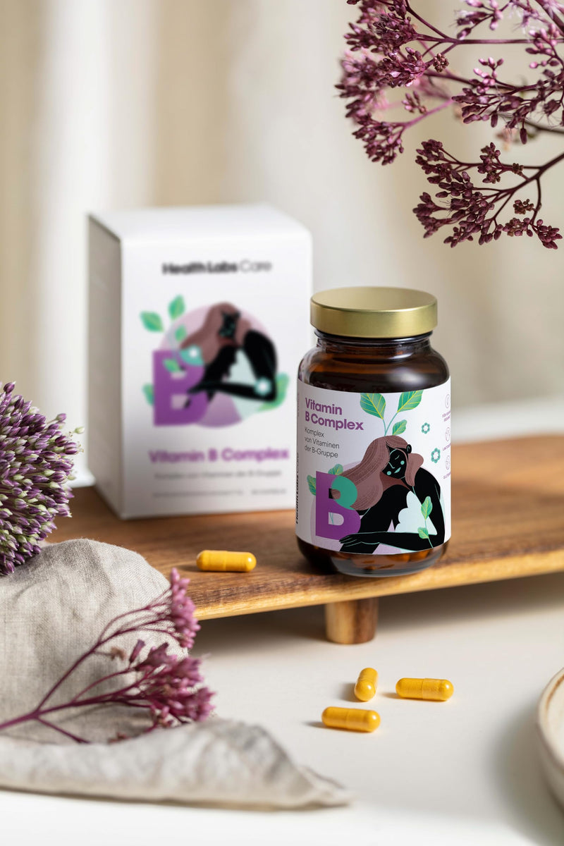 Health Labs Care Vitamin B Complex (B1, B2, B3, B6, B12) - Active Vitamin B Forms - Vegan - Supports the Nerves and Immune System - Combats Feelings of Fatigue - 60 Capsules - Vitamin B Complex - NewNest Australia