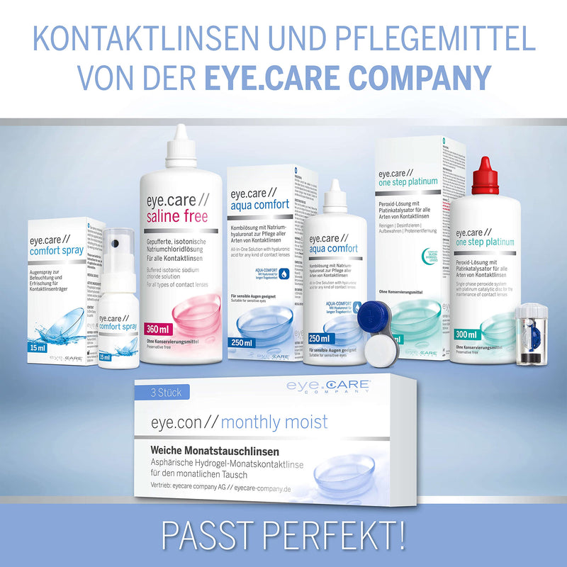 Eye.Con Monthly Moist Soft Monthly Lenses - With Uv Protection - 3 Hydrogel Contact Lenses With Strength For Sensitive Eyes. Contact Lenses With 57% Water Content Bc 8.6Mm, Dia 14.2Mm, -6.00D 1 Piece (Pack Of 3) - NewNest Australia