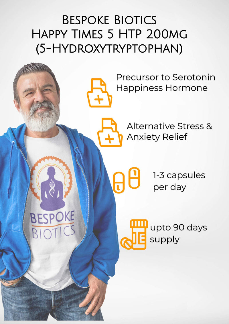 Happy Times Double Strength 5-HTP Supplement (200mg) Amino Acid 5 Hydroxytryptophan -Serotonin Melatonin Happiness Hormone Precursor Natural Griffonia Seed Extract Herbal Healthy Sleeping - NewNest Australia