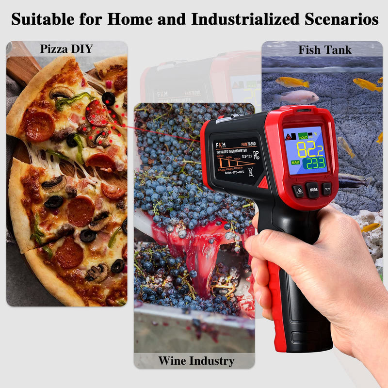 Infrared Thermometer - FKM Digital Temperature Gun with Patented Circular Laser, Non Contact Laser Thermometer Gun for Cooking/Ovens/Home Repairs, -58?~1022? (-50?-550?), Not for Use on Humans. - NewNest Australia