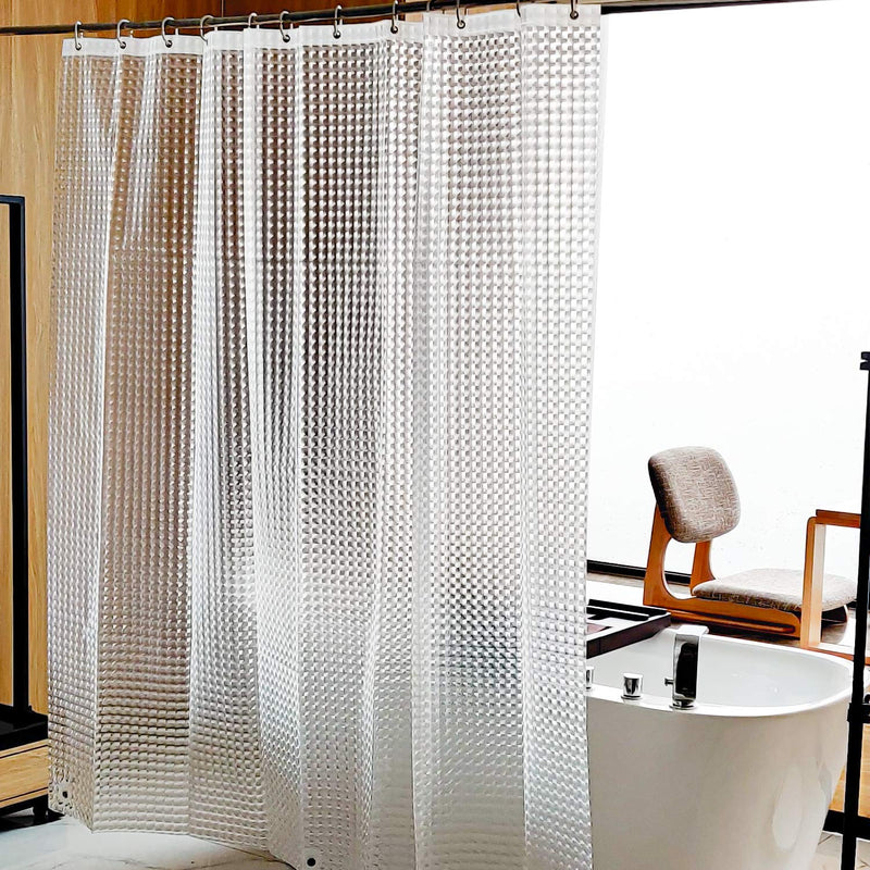 NTBAY EVA Clear Shower Curtain Liner, Water Repellent Shower Curtain for Bathroom Shower Stall, Checkered, 72 x 72 Inches - NewNest Australia