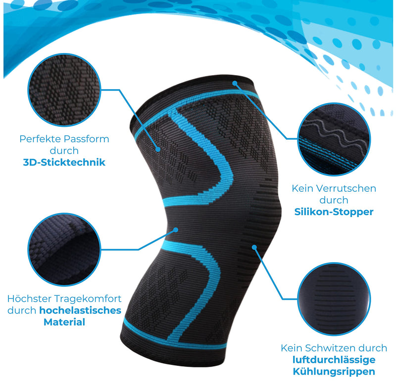 Oxoxo Lightweight Knee Support With Ergonomic Fit Thanks To 3D Knitting Technology, Knee Support Without Slipping Thanks To Silicone Waves In The Hem, Stability For Meniscus And Patella - NewNest Australia