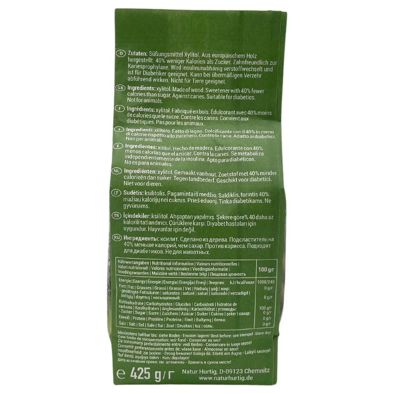 Natur Hurtig birch sugar 425 g | 100% xylitol from tree bark, reduced calorie sugar substitute, vegan | Tooth-friendly sugar alternative for cooking & baking - NewNest Australia