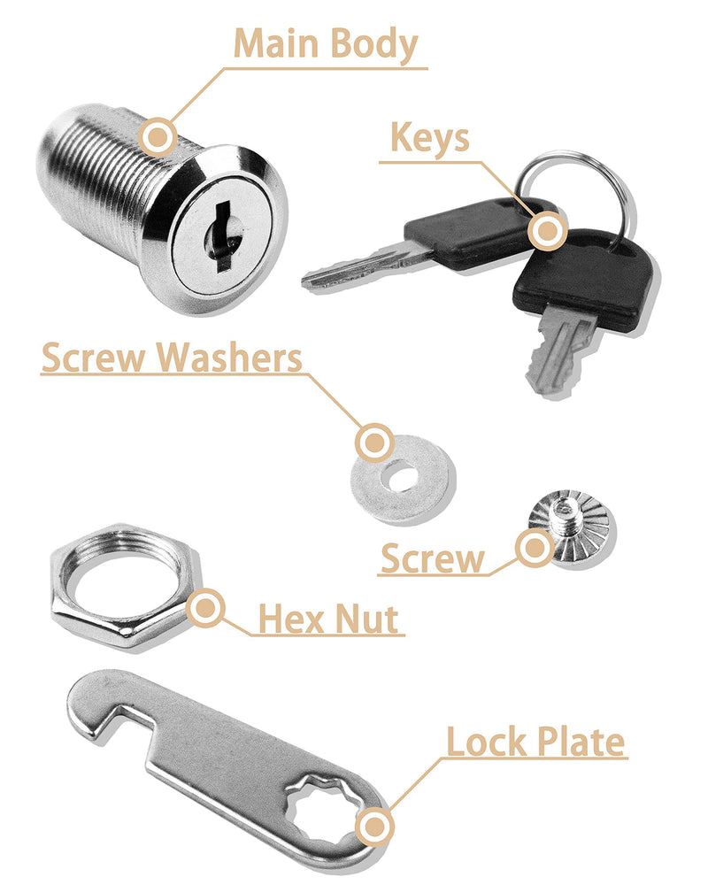 MoHern Cabinet Locks, 6 Pcs Keyed Alike 1-1/8 Inch (30mm) Cylinder Locks, Zinc Alloy Cam Lock with Keys for Cabinet, Drawer, RV and More - NewNest Australia
