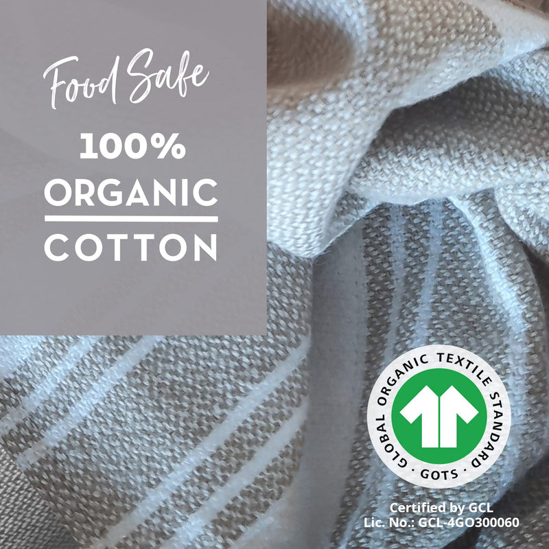 Big Thirsty Dish Towels - Organic Cotton Super Absorbent Kitchen Towels, Set of 4, Grey and White Stripe  Soft Weave Machine Washable Tea Towels - 25 x 19 - NewNest Australia
