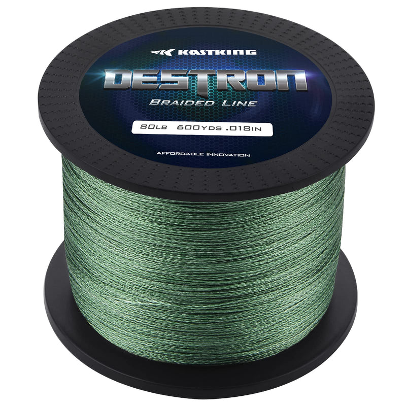 New KastKing Destron Braided Fishing Line, Highly Abrasion Resistant, Improved Knot Strength, Ultra-Thin Diameter Superline, Zero Stretch & Memory, CFT “Color Fast Technology”, 75% Thinner Than Mono Moss Green 300 yds-40lb-0.32mm - NewNest Australia