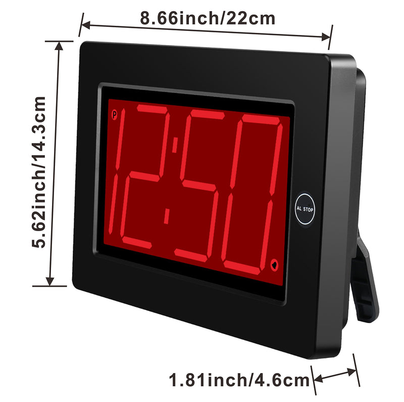 NewNest Australia - KWANWA Digital LED Wall Clock with 3'' Large Display Battery Operated/Powered Only - Black LED Display 3" 