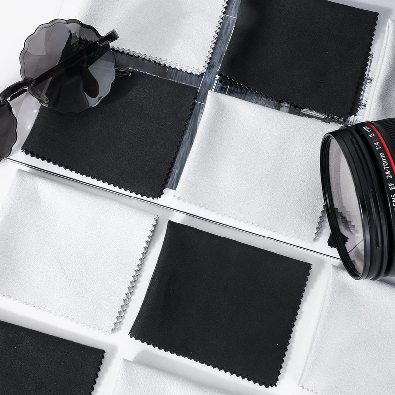 Hifot Microfiber Cleaning Cloth 12 Pack, Glasses Cleaning Cloth for Eyeglasses, Spectacles, Sunglasses, Camera Lenses, iPad, Tablets, Phones, LCD Screens and Other Delicate Surfaces Grey&black - NewNest Australia