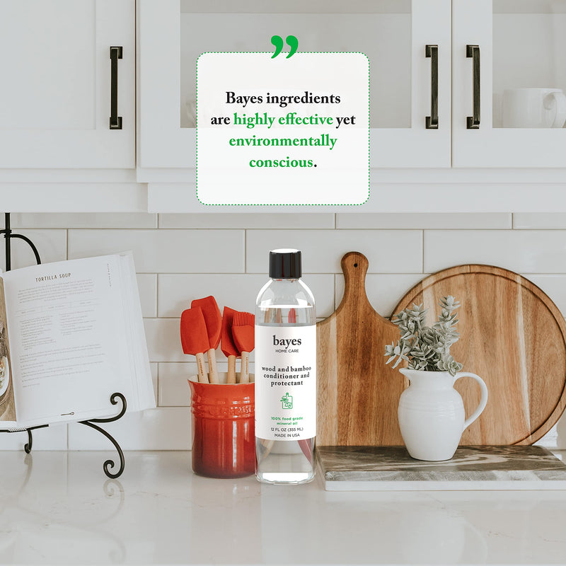 Bayes High-Performance Food Grade Mineral Oil Wood & Bamboo Conditioner and Protectant - Cleans, Conditions and Protects Wood, Bamboo, and Teak Cutting Boards and Utensils - 8 oz 8 Fl Oz (Pack of 1) - NewNest Australia