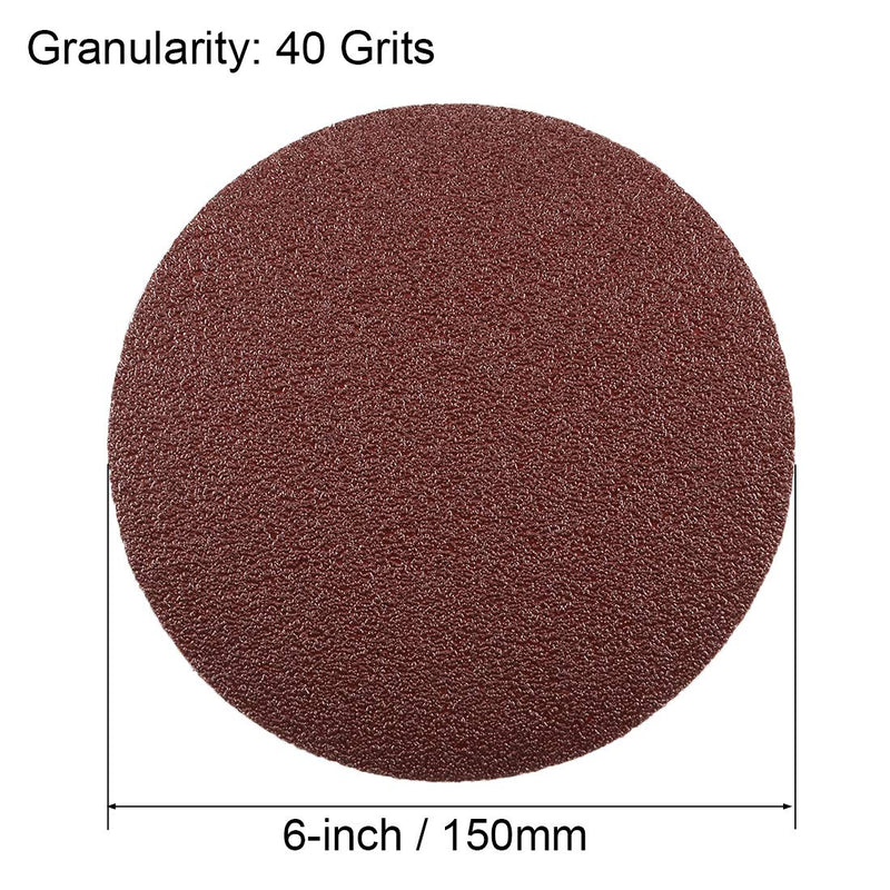 uxcell 6" PSA Sanding Discs 40 Grit Self Stick Aluminum Oxide Sandpaper for Random Orbital Sander Wood Metal Dry Polishing 10pcs - NewNest Australia