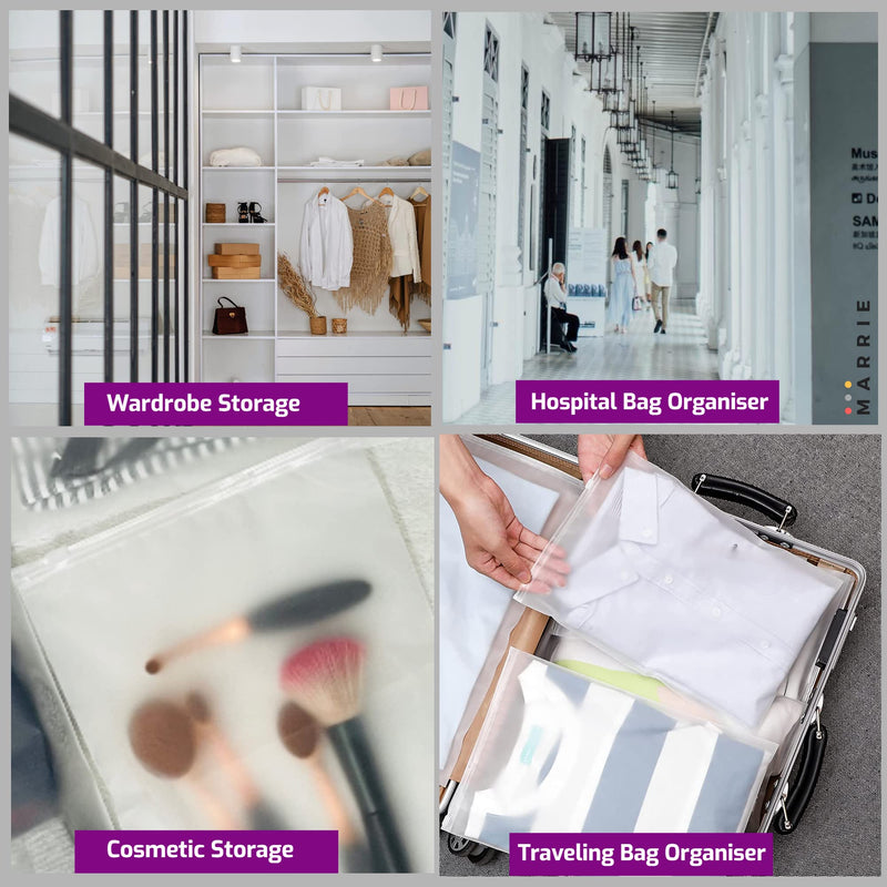 Marrie Ziplock Bags for Clothes Hospital Maternity Essentials Travel Space Saver Luggage Organiser No Vent Frosted Storage Pouch for Shoe Toiletries Garments School Trips Toys Home Cosmetic Pack of 20 Pack of 20 - Mixed - NewNest Australia