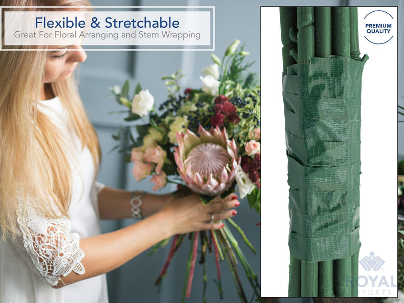 Royal Imports Floral Tape Green, Flower Wrap Adhesive Waterproof Tape for Bouquets 0.5" (60 Yd/180 Ft) - 1 Roll Half Inch Wide - 1 Roll - NewNest Australia