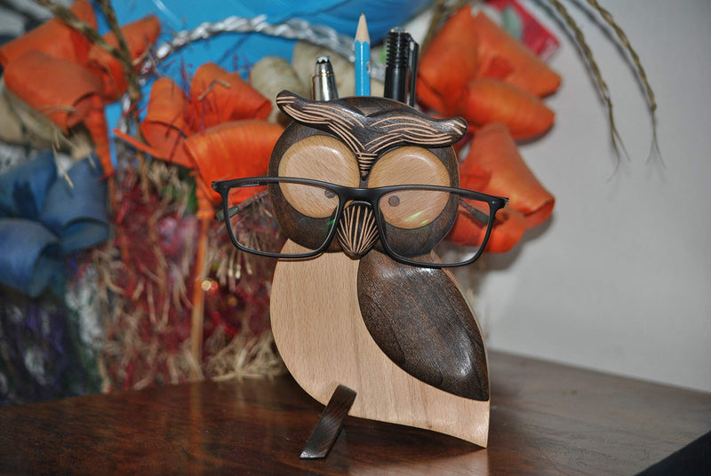 NewNest Australia - Artistic India - Handmade Wooden Spectacles Eyeglass Holder/Stand(for Desktop/Table Display Item) 