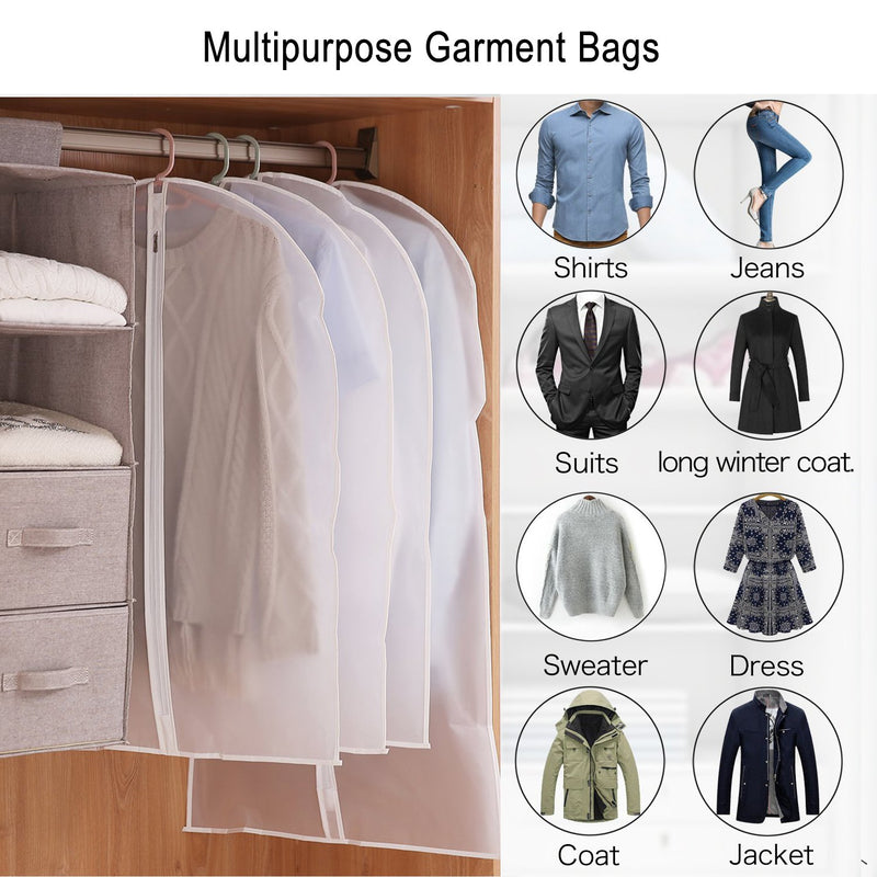 NewNest Australia - Thipoten Garment Bags, Set of 5 Lightweight 33 Inch Dust Proof Suit Bags with Full Stainless Steel Zipper, Garment Bags for Storage/Closet/Travel (Translucent, 24 x33 Inches) 24 x 33 Inch 