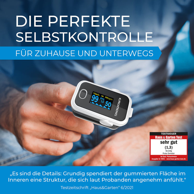Grundig Pulse Oximeter Oxygen Saturation Oximeter, High Precision Finger Oximeter Meter For Clinically Accurate Determination Of Oxygen Saturation In Blood, Finger Measuring Device With Pulse Monitor Test - NewNest Australia