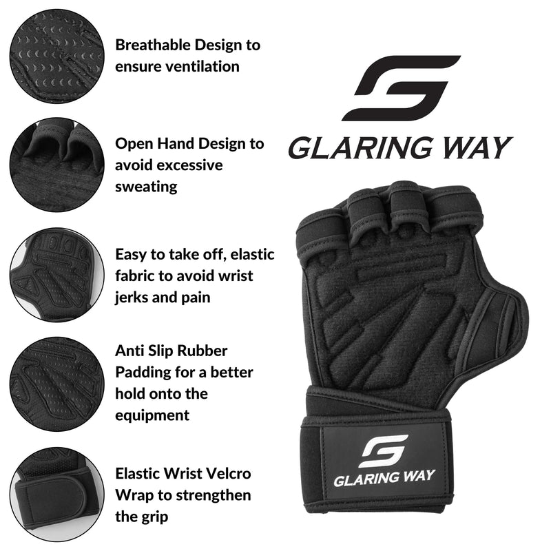 Glaring Way Neoprene Padded Weight Lifting Gloves for Men and Women - Ventilated Wrist Wrap Gloves for Athletes Gym Sessions Cycling Tracking & Sports with Full Palm Protection and Wrist Support Large - NewNest Australia