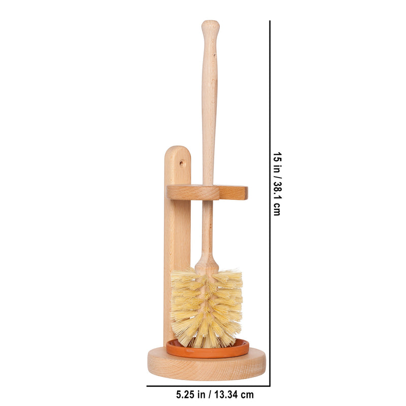 Redecker Oiled Beechwood Toilet Brush Stand with Tampico Fiber Toilet Brush, 9-7/8 inches, Durable Natural Bristles are Heat-Resistant and Retain Shape, Made in Germany - NewNest Australia