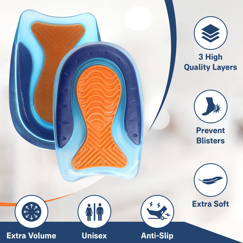 Medipaq Posture Correcting Gel Heel Cushion Pads for Women & Men - 2 Pairs of Large (UK 7-12) Gel Heel Insoles - Heel Support for Plantar Fasciitis - Gel Heel Pads for Plantar Fasciitis L (Pack of 2) - NewNest Australia