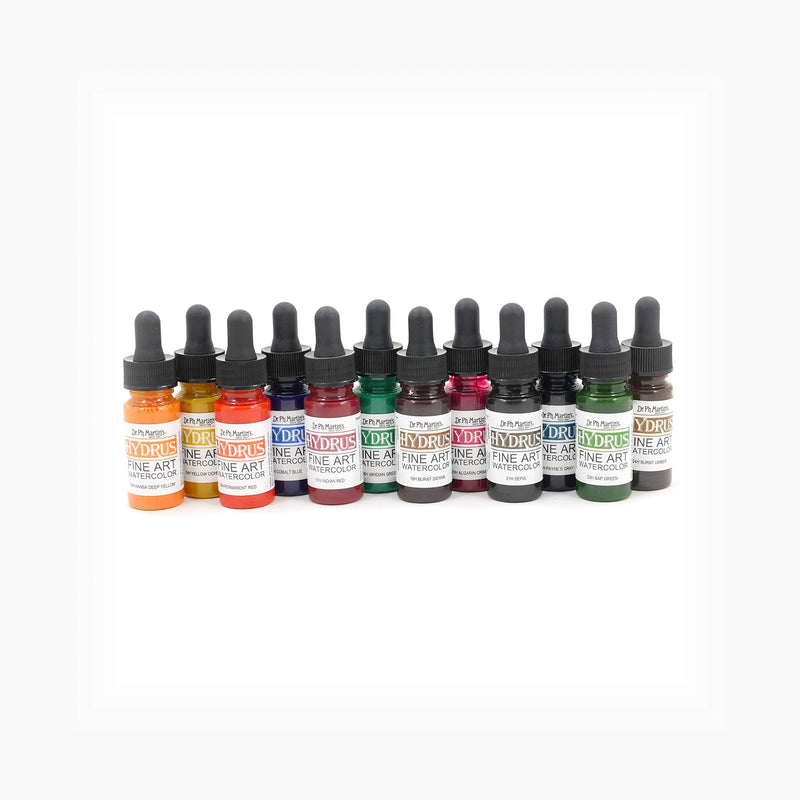 Dr. Ph. Martin's 400262-XXX Hydrus Fine Art Watercolor Bottles, 0.5 oz, Set of 12 (Set 2) - NewNest Australia