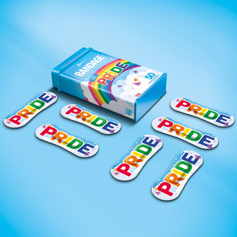BioSwiss 50pcs Sterile Adhesive Unique Shaped Bandages | Adhesive Sterile LGBTQ+ Rainbow Pride Bandaids in Support of Gay Pride Protect Scrapes and Cuts | Wellness for Everyone | Reusable Tin (Pride) - NewNest Australia