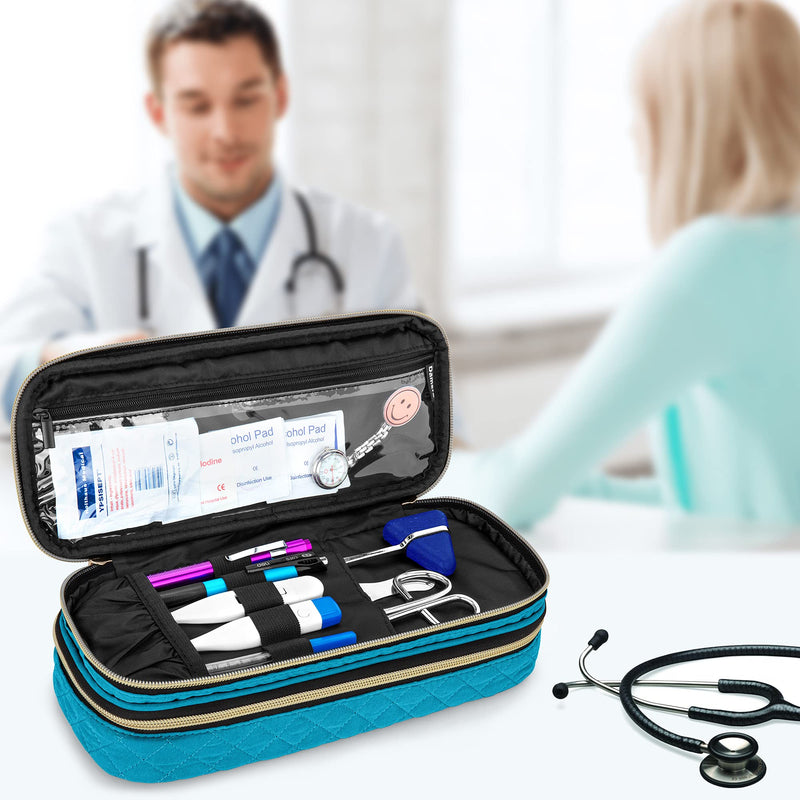 Damero Double Layer Stethoscope Case Compatible with 3M Littmann/ADC/Omron Stethoscope, Stethoscope Carrying Case Travel Bag for Nurse Accessories, Teal Large - NewNest Australia