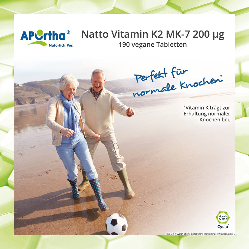 APOrtha Vitamin K2 MK7 200 µg 99+% ALL-Trans, 190 tablets high-dose vegan, high-quality Natto K2 vitamin easy to swallow dietary supplement Vit K2, vitamin K 2 alternative to K2 drops capsules - NewNest Australia