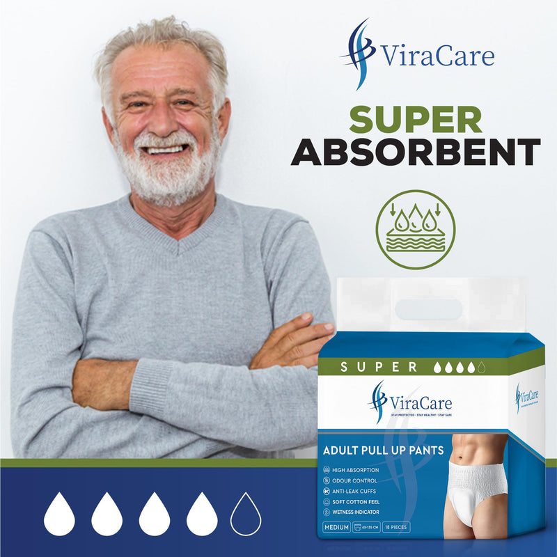 10 x Incontinence Pants Men & Women | with Wetness Indicator & Soft-Stretch Waistband | Adult Nappies | Waist Size Medium 65-135 cm | Adult Diapers | (1 Pack of 10) 1 Pack of 10 - NewNest Australia