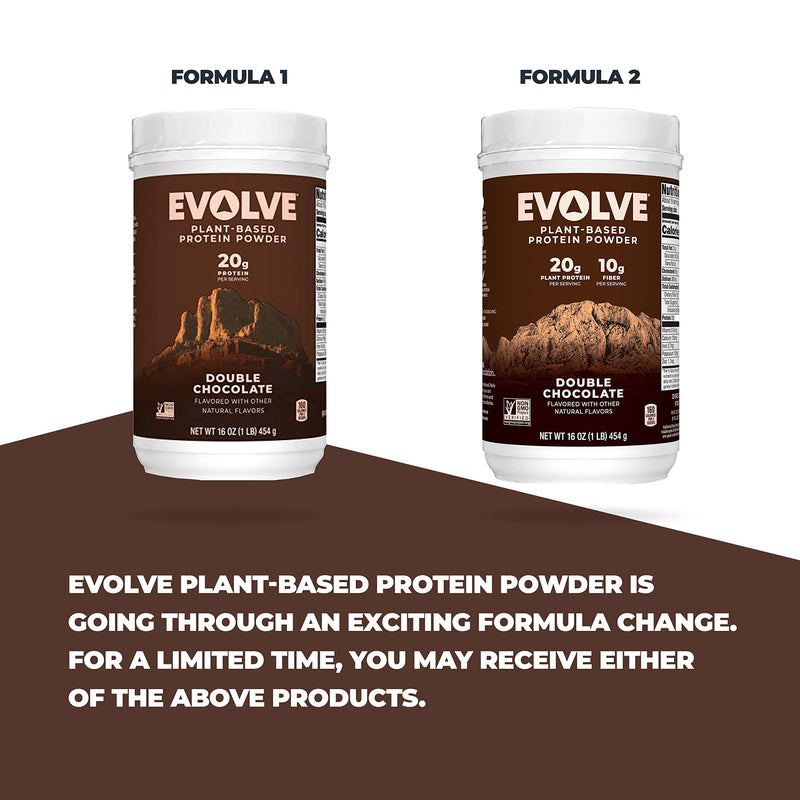 Evolve Plant Based Protein Powder, Double Chocolate, 20g Vegan Protein, Dairy Free, No Artificial Flavors, Non-GMO, 3g Fiber, 1 Pound (Packaging May Vary) 1 Pound (Pack of 1) - NewNest Australia