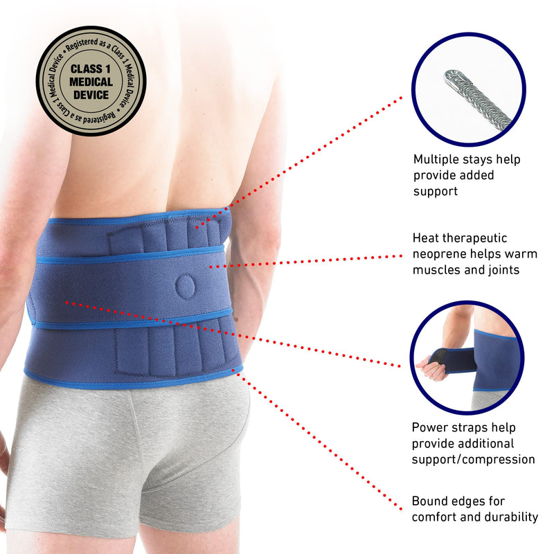 Neo-G Back Support with Flexible Stays and Power Straps – Back Brace for Lower Back Pain Relief, Muscle Spasm, Strains, Arthritis, Rehabilitation - Adjustable Compression - Class 1 Medical Device - NewNest Australia
