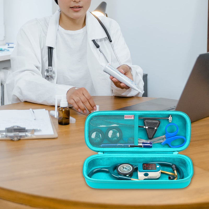 BOVKE Travel Stethoscope Case for 3M Littmann Classic III, Lightweight II S.E, MDF Acoustica Lightweight Stethoscopes, Mesh Pocket for Pen Lights, Medical Scissors and Nurse Accessories, Turquoise - NewNest Australia