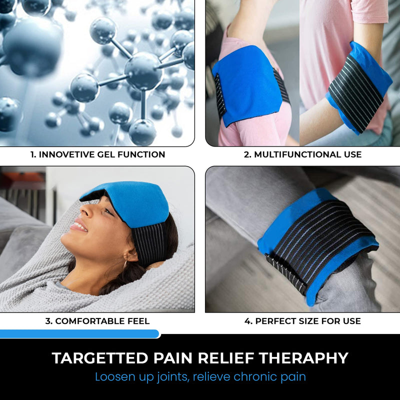 Tanness Reusable Gel Ice Pack for Sports Injury | Hot and Cold Compress Wrap with Adjustable Fleece Pouch | Flexible First Aid Pad for Knee, Ankle, Back Pain Relief Faster Recovery (Single) - NewNest Australia