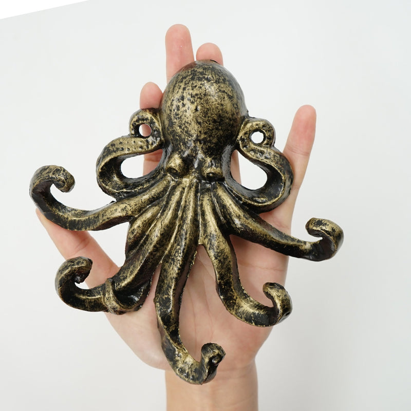 NewNest Australia - HERNGEE Med-Style Octopus Key Hooks Antique Bronze Cast Iron Decorative Wall Hook 