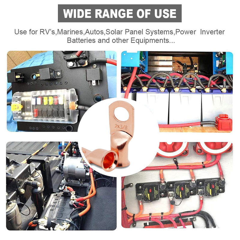 TKDMR 10pcs 1/0 AWG-1/2" Battery Lugs,Copper Wire Lugs,Heavy Duty Battery Cable Ends,Tubular Ring Terminals,AWG Crimp Wire Ring Lugs,Battery Terminal Connectors with 3:1 Heat Shrink Tubing 1/0 Awg - 1/2" (M12) Ring 10 - NewNest Australia
