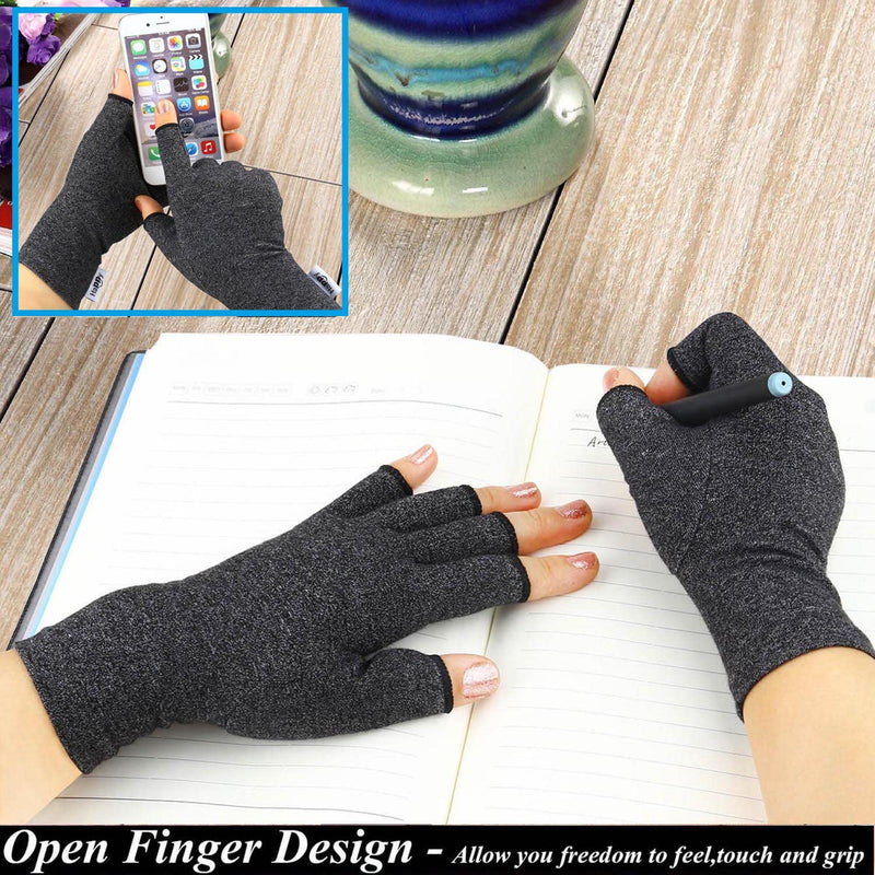 2 Pairs Arthritis Gloves, Compression Gloves for Rheumatoid & Osteoarthritis,Joint Pain Relief, Carpal Tunnel Wrist Support,Computer Typing,Fingerless Gloves for Women (Black, Large) Black Large (Pack of 4) - NewNest Australia